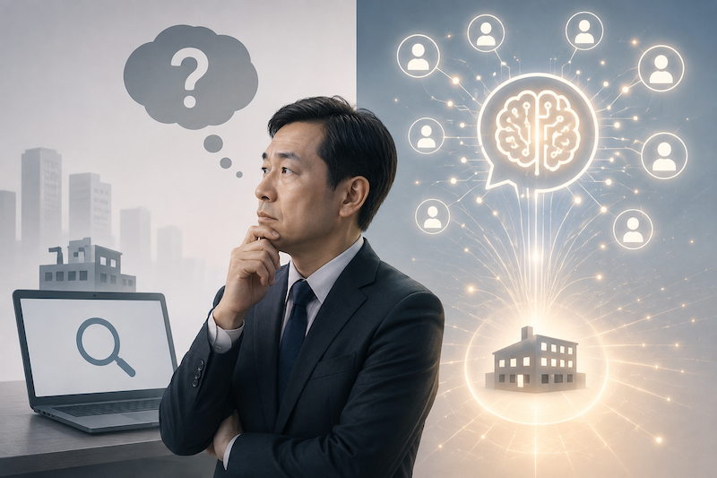AI検索で自社が候補に挙がっているかを考えるビジネスパーソン